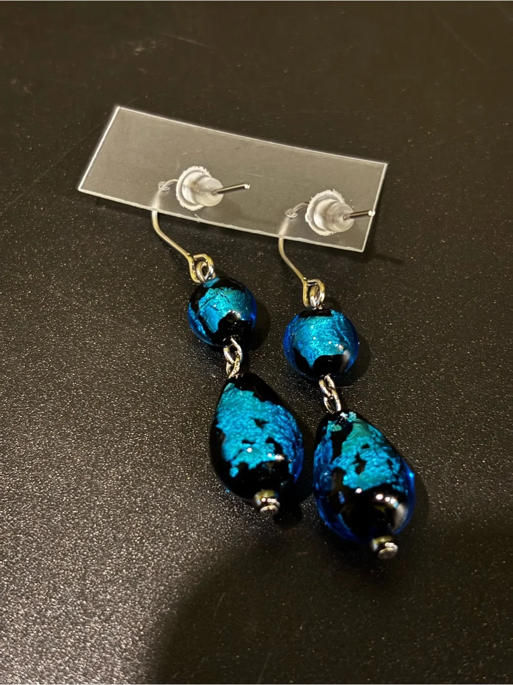 Blue Glass Drop Earrings - Elegant Women’s Jewelry